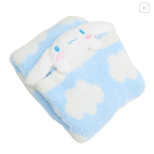 Japan Sanrio Fluffy Lap Blanket with Mascot - Cinnamoroll : Light Blue - 3