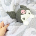 Japan Sanrio Fluffy Lap Blanket with Mascot - Kuromi : Light Grey - 2