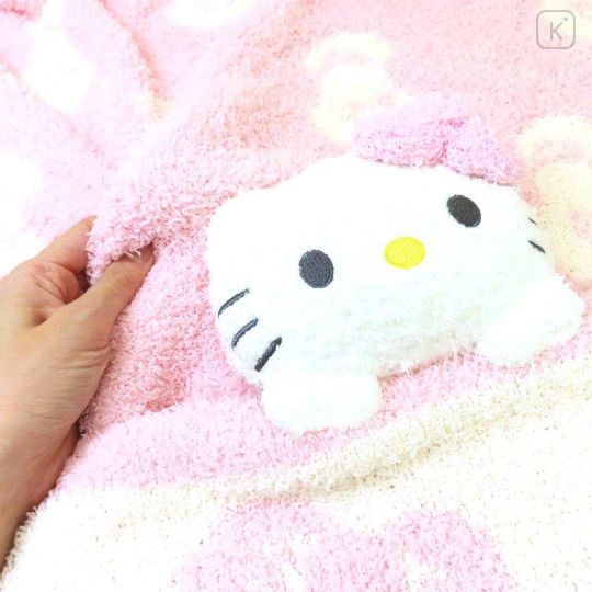 Japan Sanrio Fluffy Lap Blanket with Mascot - Hello Kitty : Light Pink - 2