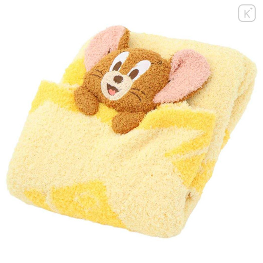 Japan Tom and Jerry Fluffy Lap Blanket with Mascot - Jerry Yellow - 3