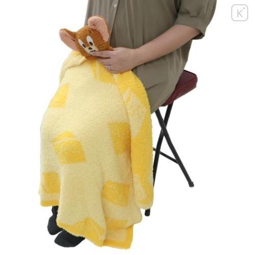 Japan Tom and Jerry Fluffy Lap Blanket with Mascot - Jerry Yellow - 4