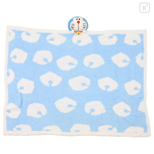 Japan Doraemon Fluffy Lap Blanket with Mascot - Light Blue - 1