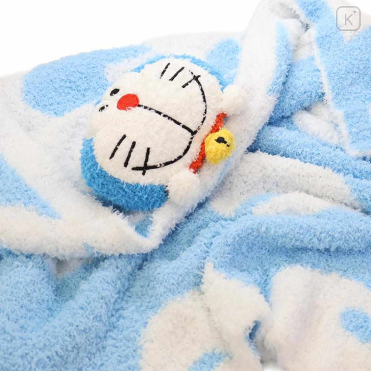 Japan Doraemon Fluffy Lap Blanket with Mascot - Light Blue - 2