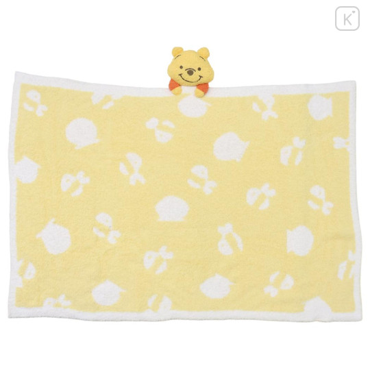Japan Disney Fluffy Lap Blanket with Mascot - Winnie the Pooh : Light Yellow - 1