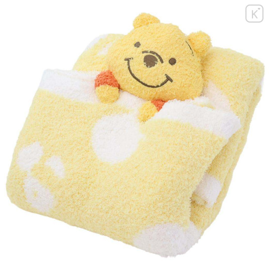Japan Disney Fluffy Lap Blanket with Mascot - Winnie the Pooh : Light Yellow - 3