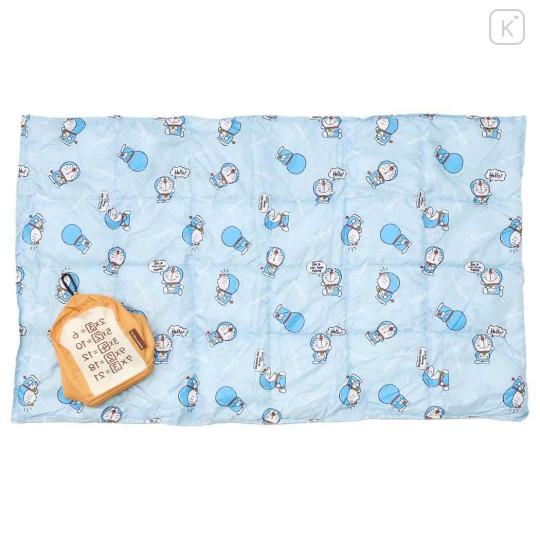 Japan Doraemon Lap Blanket with Mascot Pouch - Memorization Bread Light Blue - 1