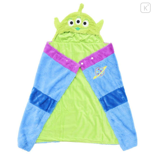 Japan Disney Fluffy Hooded Blanket - Toy Story Little Green Men Aliens - 1