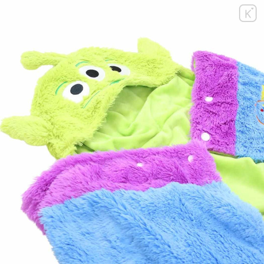 Japan Disney Fluffy Hooded Blanket - Toy Story Little Green Men Aliens - 3