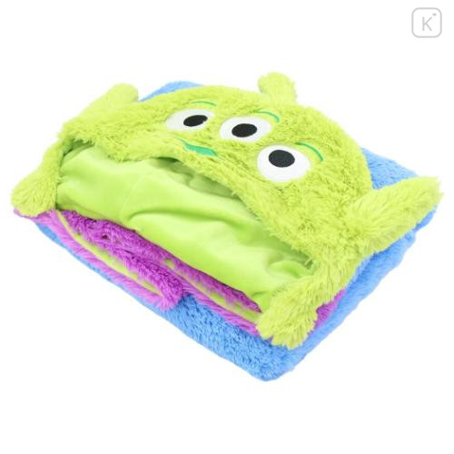 Japan Disney Fluffy Hooded Blanket - Toy Story Little Green Men Aliens - 4