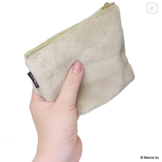 Japan Miffy Fluffy Cosmetic Pouch - Boris : Bruna Face Fur - 2