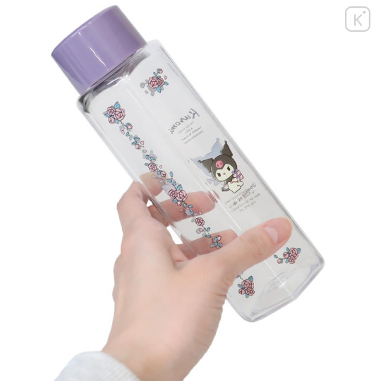 Japan Sanrio Water Bottle 350ml - Kuromi : Flower Purple - 2