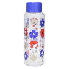 Japan Moomin Water Bottle 350ml - Little My & Moomintroll & Snufkin : Flower Blue