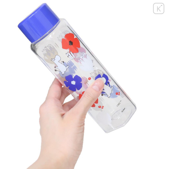 Japan Moomin Water Bottle 350ml - Little My & Moomintroll & Snufkin : Flower Blue - 2