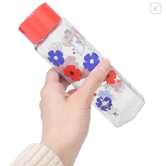 Japan Moomin Water Bottle 250ml - Little My & Moomintroll & Snufkin : Flower Red - 2