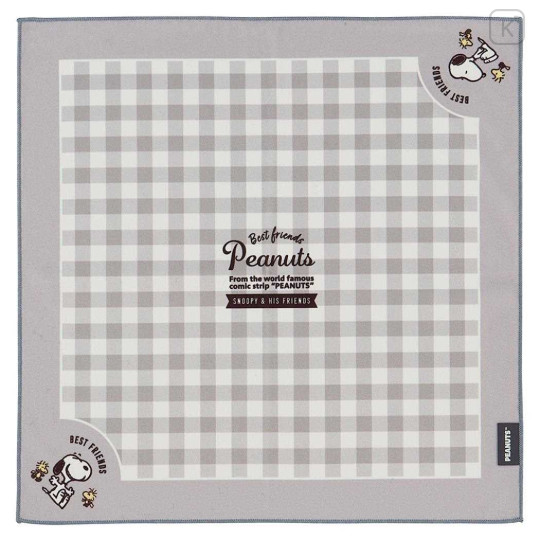 Japan Peanuts Self Adhesive Bento Lunch Cloth - Snoopy & Woodstock : Gingham Grey - 1