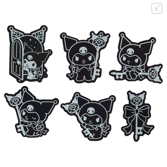 Japan Sanrio Original Sticker Set - Kuromi's Special Key 20th Anniversary Hologram Silver Foil - 3