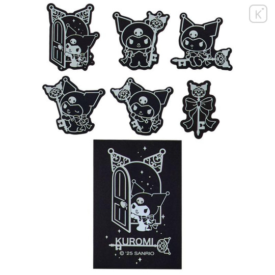 Japan Sanrio Original Sticker Set - Kuromi's Special Key 20th Anniversary Hologram Silver Foil - 4