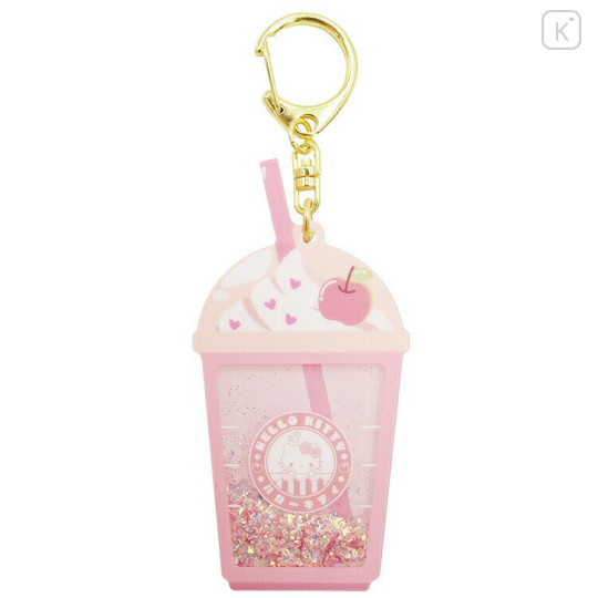 Japan Sanrio Floating Sequins Keychain - Hello Kitty : Cafe Drink Style - 1