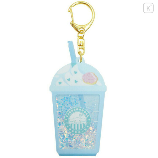 Japan Sanrio Floating Sequins Keychain - Cinnamoroll : Cafe Drink Style - 1