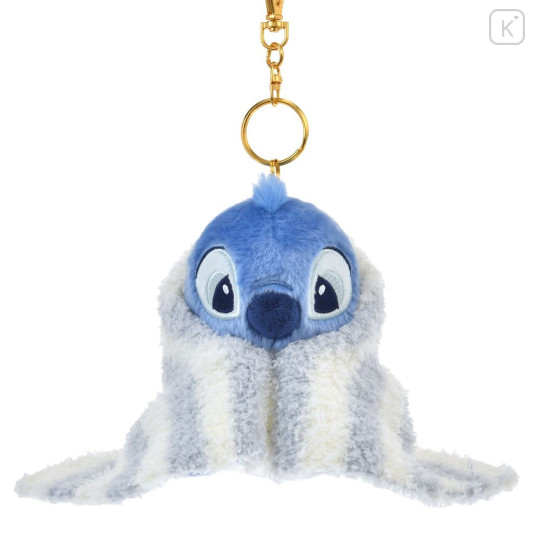 Japan Disney Store Plush Mascot Keychain - Stitch : Soonfall Swaddled Fluffy Blanket - 1