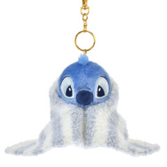Japan Disney Store Plush Mascot Keychain - Stitch : Soonfall Swaddled Fluffy Blanket