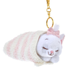 Japan Disney Store Plush Mascot Keychain - Marie : Soonfall Swaddled Fluffy Blanket