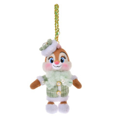 Japan Disney Store Plush Mascot Keychain - Clarice : Tweed Style Pearl Bead
