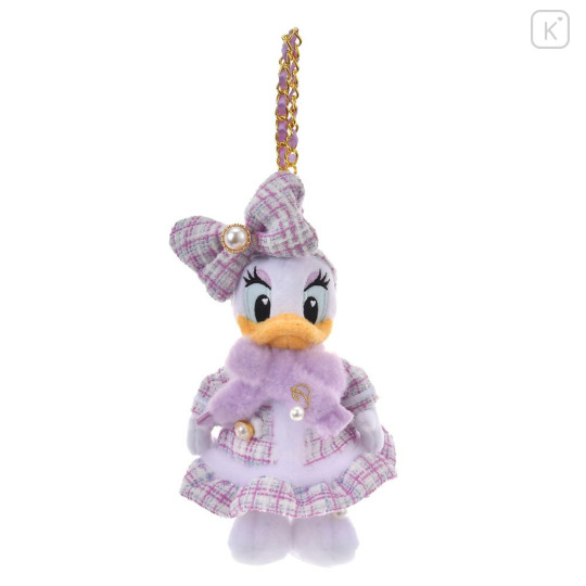Japan Disney Store Plush Mascot Keychain - Daisy : Tweed Style Pearl Bead - 1