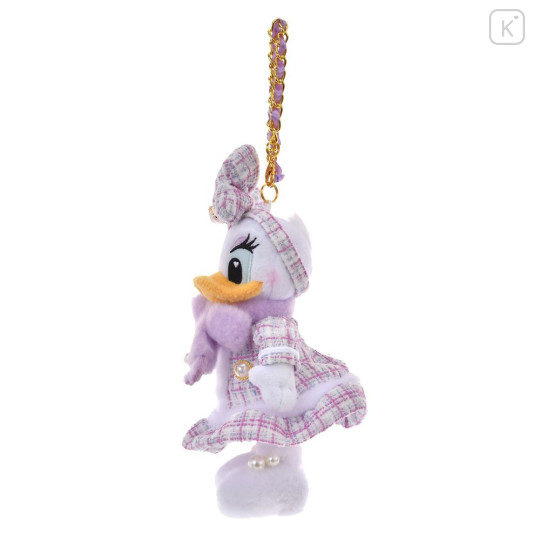 Japan Disney Store Plush Mascot Keychain - Daisy : Tweed Style Pearl Bead - 2