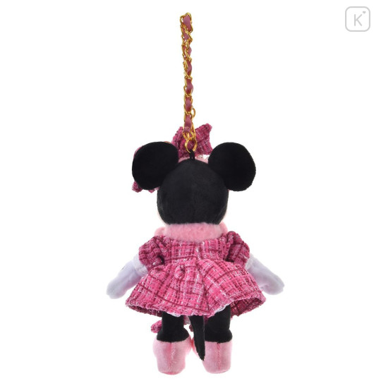 Japan Disney Store Plush Mascot Keychain - Minnie : Tweed Style Pearl Bead - 3