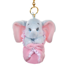 Japan Disney Store Plush Mascot Keychain - Dumbo : Mellow Hug Baby Swaddled