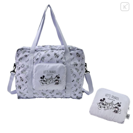 Japan Disney Store Travel Folding Boston Bag - Mickey & Minnie : Let's Travel - 1