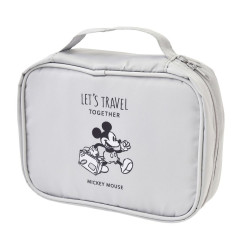 Japan Disney Store Gadget Pouch - Mickey & Minnie : Let's Travel Light Grey