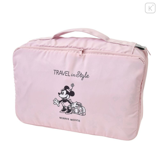 Japan Disney Store Compression Storage Bag (M) - Mickey & Minnie : Let's Travel Light Pink - 1