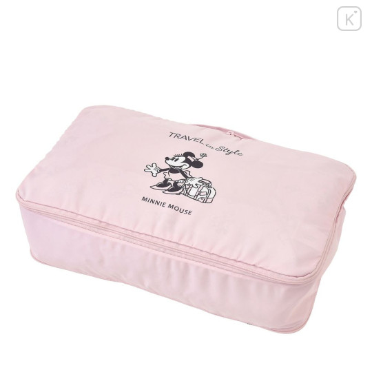 Japan Disney Store Compression Storage Bag (M) - Mickey & Minnie : Let's Travel Light Pink - 2