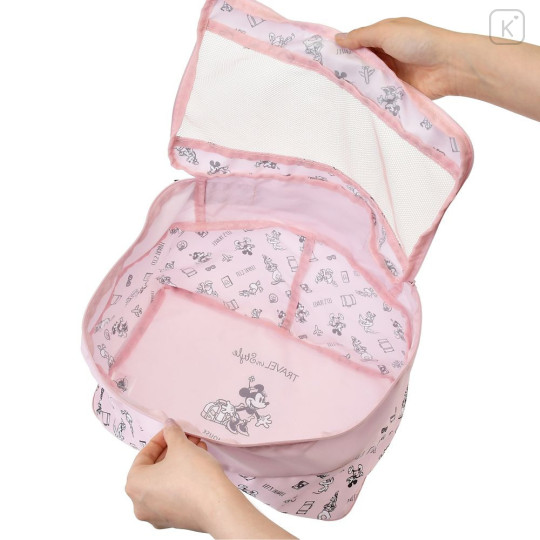Japan Disney Store Compression Storage Bag (M) - Mickey & Minnie : Let's Travel Light Pink - 3