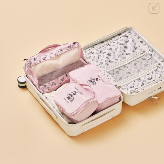 Japan Disney Store Compression Storage Bag (M) - Mickey & Minnie : Let's Travel Light Pink - 6