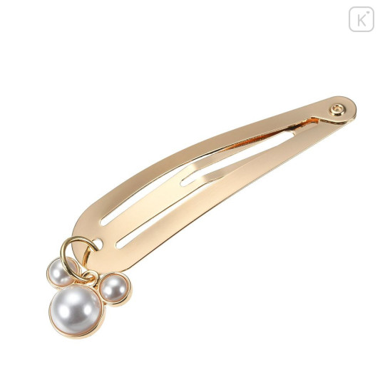 Japan Disney Store Gold Hairpin - Mickey : Swinging Charm Pearl - 1