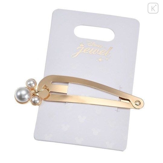 Japan Disney Store Gold Hairpin - Mickey : Swinging Charm Pearl - 2