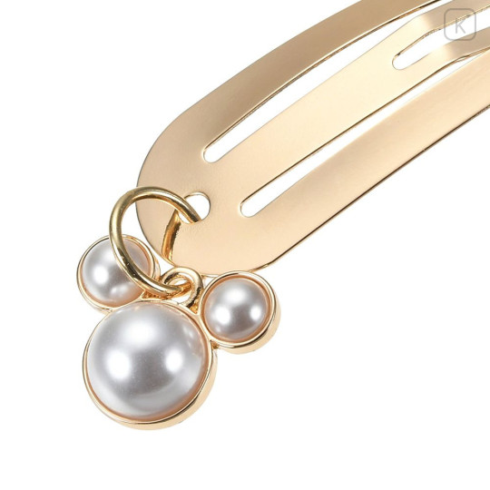 Japan Disney Store Gold Hairpin - Mickey : Swinging Charm Pearl - 4