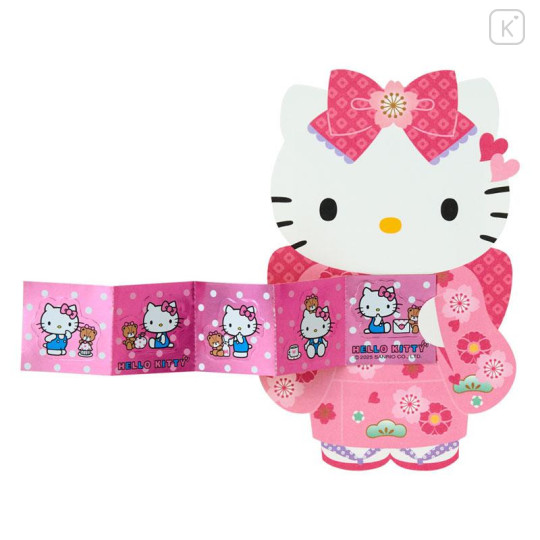 Japan Sanrio Original Gift Envelope Set - Hello Kitty : Kimono Pink - 4