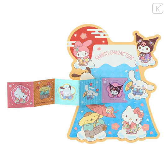 Japan Sanrio Original Gift Envelope Set - Characters Kimono Mt. Fuji - 4