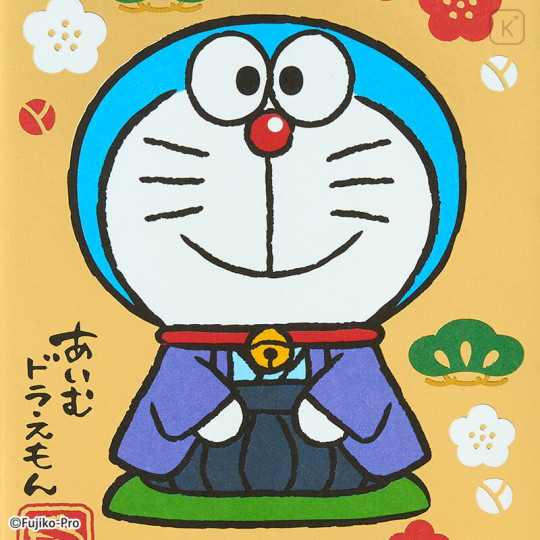 Japan Sanrio Original New Year Money Envelope Pochi Bag - Doraemon : Kimono Gold Plum - 3