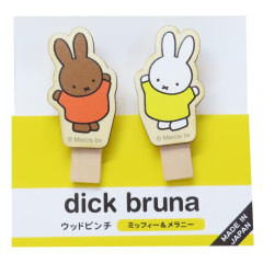Japan Miffy Wooden Clothespin Set - Miffy & Melanie Yellow