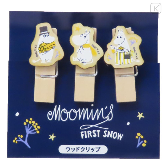 Japan Moomin Wooden Clothespin Set - Moomintroll : Family First Snow - 1