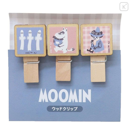 Japan Moomin Wooden Clothespin Set - Hattifatteners & Moomintroll & Snufkin : Blue Pink - 1