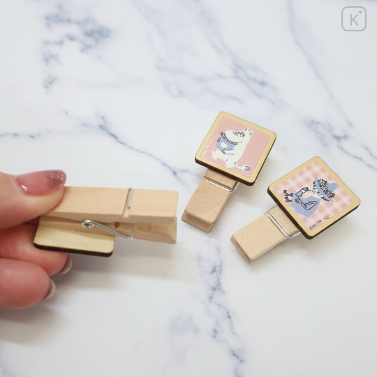 Japan Moomin Wooden Clothespin Set - Hattifatteners & Moomintroll & Snufkin : Blue Pink - 2