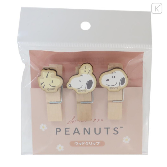 Japan Peanuts Wooden Clothespin Set - Snoopy & Woodstock : Smile Face - 1