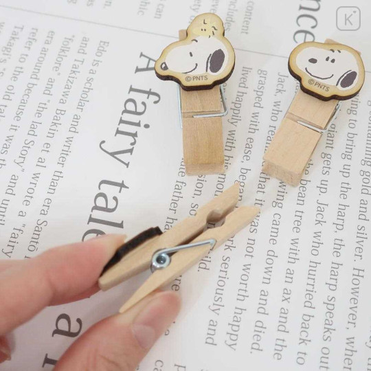 Japan Peanuts Wooden Clothespin Set - Snoopy & Woodstock : Smile Face - 2