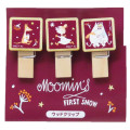 Japan Moomin Wooden Clothespin Set - Moomintroll : First Snow Christmas Red - 1